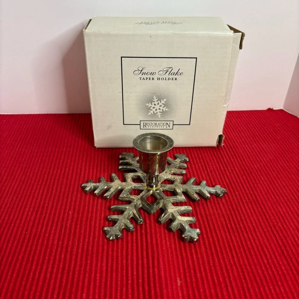 Restoration HardwareSilver Plated Snowflake Candle Holder Made in India